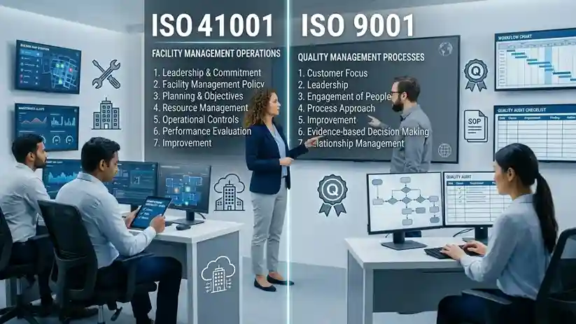 ISO 41001 vs ISO 9001 comparison for facility management and quality management systems